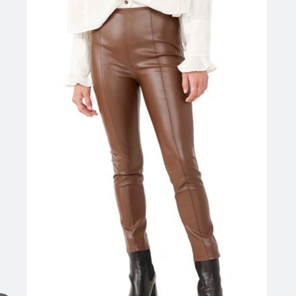 We The Free People Spitfire Faux Leather Cropped Pants Brown 32 E2